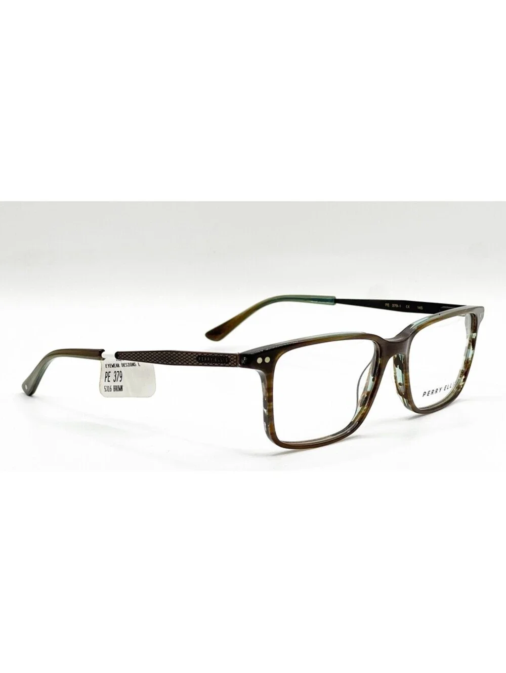 Perry Ellis Pe 379-1 Brown Horn Authentic Eyeglasses 53-16-145